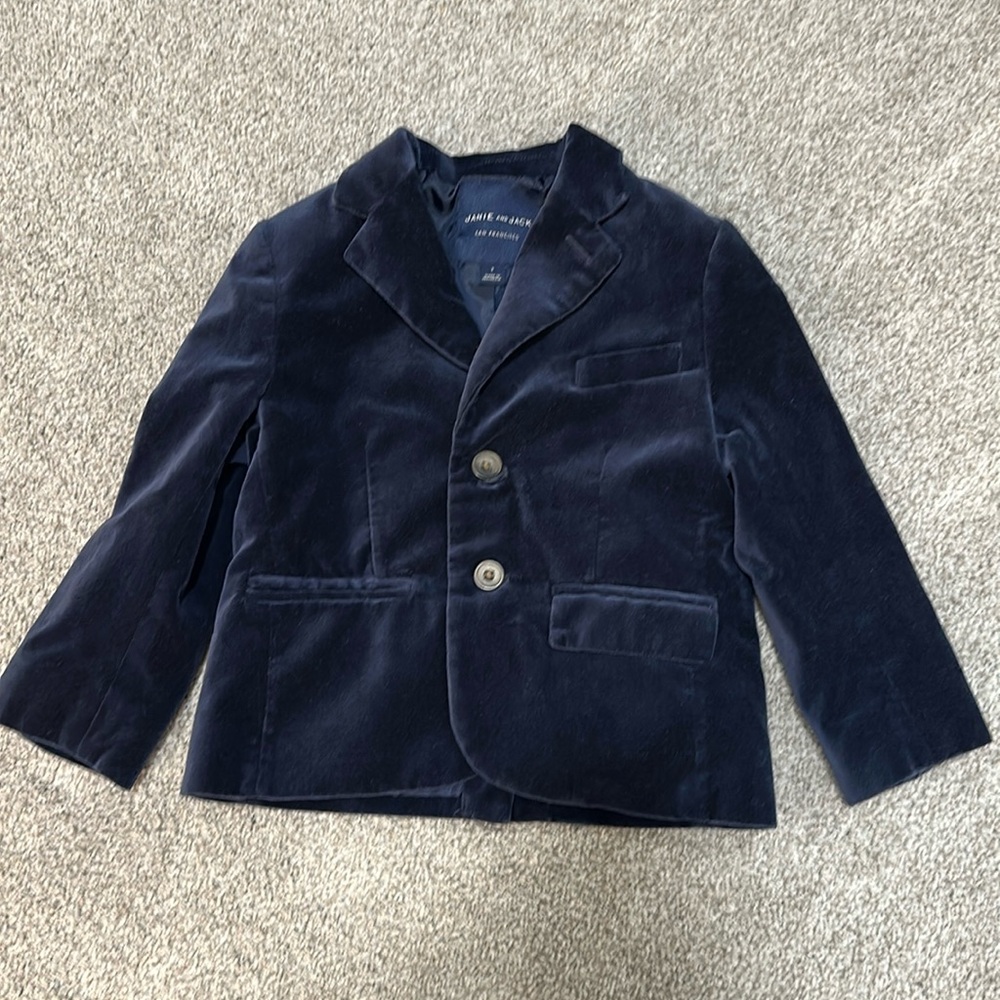 Janie and Jack boys 3T navy velvet blazer